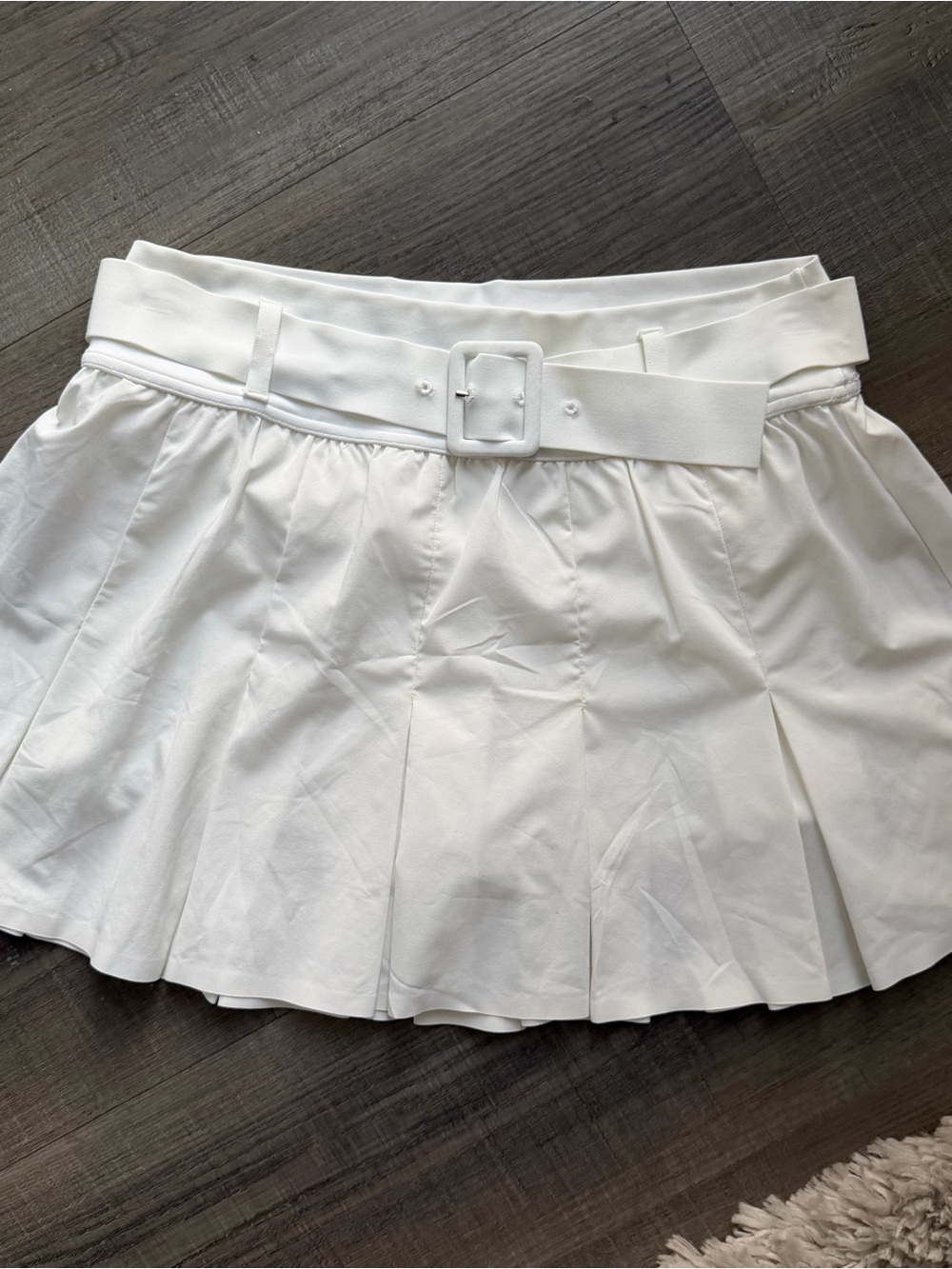 aerie offline White Pleated Belted Mini Skirt - Large